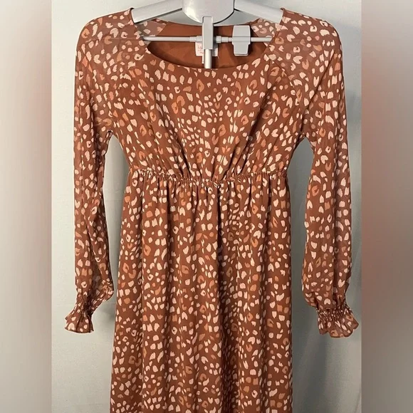 Isabel maternity long sleeved Brown Patterned Dress‎ size XS - Picture 5 of 7